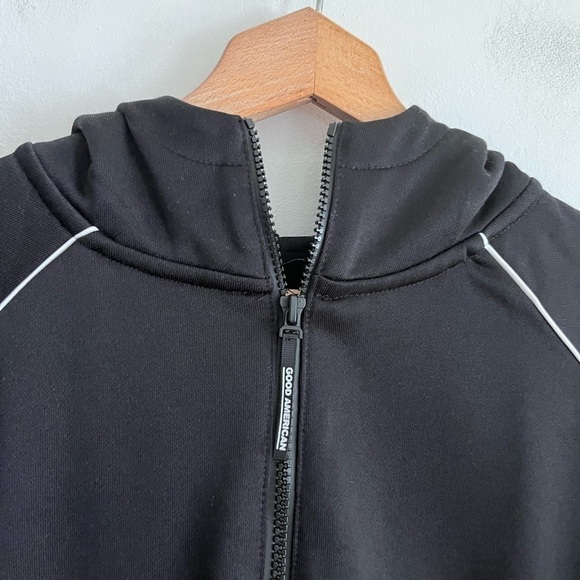 Good American Black Boyfriend Tunic Half Zip Athleisure Hoodie - Picture 7 of 13